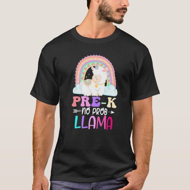 Camiseta Rainbow Pre-K No Prob Llama 100th Day of School Pr (Anverso)