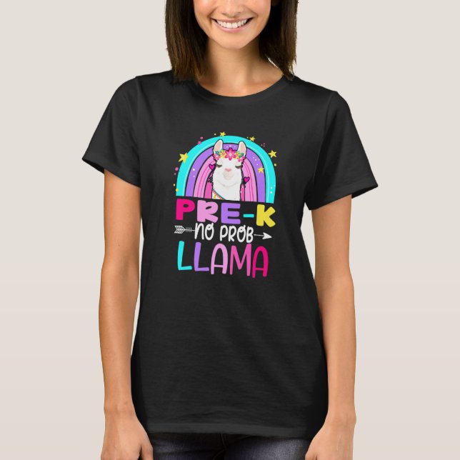 Camiseta Rainbow Pre-Kindergarten No Prob Llama 100th Day o (Anverso)