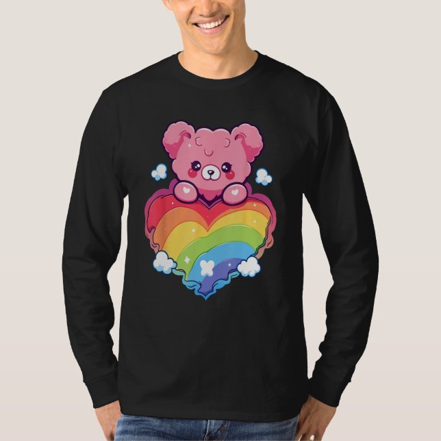 Camiseta Rainbow Pride Teddy Bear LGBTQ+ Gay Lesbian Queer  (Anverso)