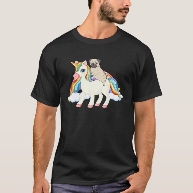 Camiseta Rainbow Pug Unicorn Pug Themed  Pugicorn (Anverso)