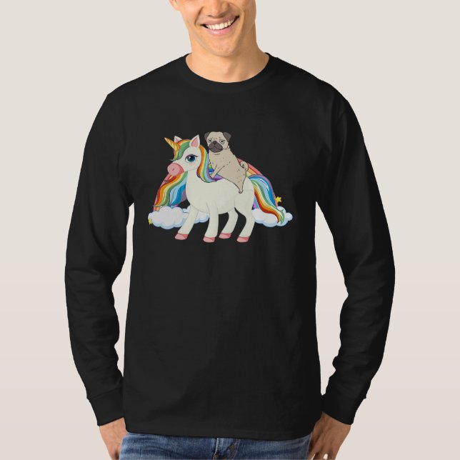 Camiseta Rainbow Pug Unicorn Pug Themed  Pugicorn (Anverso)