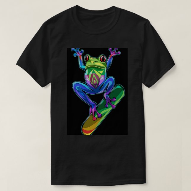 Camiseta rainbow skateboard neon logo frogneon (Diseño del anverso)