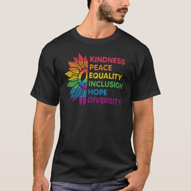 Camiseta Rainbow Sunflower Love Is Love LGBT Gay Lesbian Pr (Anverso)