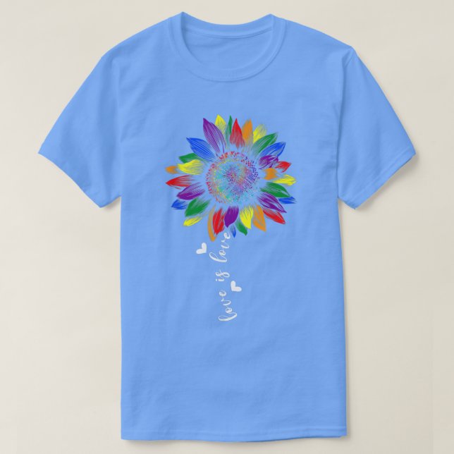 Camiseta Rainbow Sunflower Love Is Love LGBT Gay Lesbian Pr (Diseño del anverso)