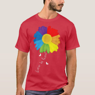Camiseta Rainbow Sunflower Love Is Love Lgbt Gay Lesbian Pr