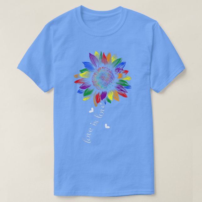Camiseta Rainbow Sunflower Love Is Love Lgbt Gay Lesbian Pr (Diseño del anverso)