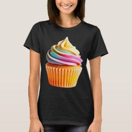 Camiseta Rainbow Swirl Cupcake with Colorful Wrapper
