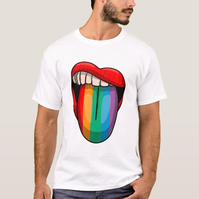 Camiseta Rainbow Tongue Pride Month LGBTQ Bold Pride Design (Anverso)