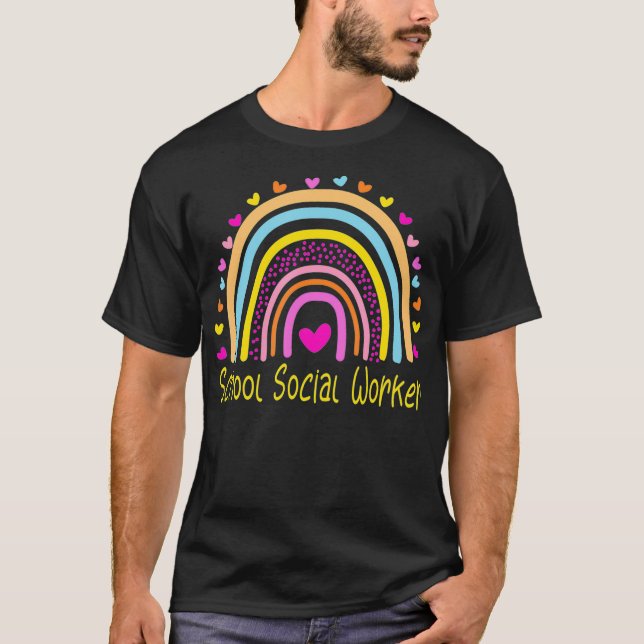 Camiseta Rainbow, trabajador social escolar  (Anverso)