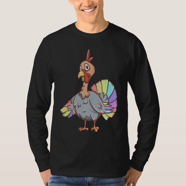 Camiseta Rainbow Turkey Happy LGBTQ Turkey Gay Thanksgiving (Anverso)