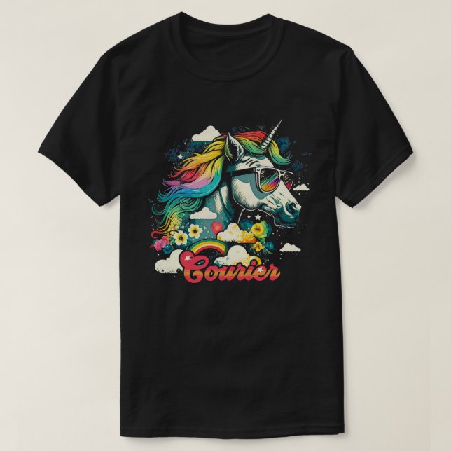 Camiseta Rainbow Unicorn Courier (Diseño del anverso)