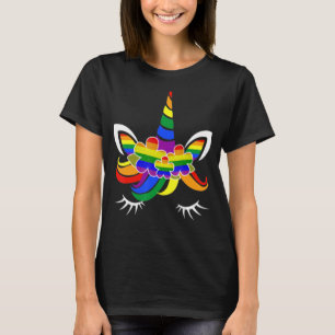 Camiseta Rainbow Unicorn Enfrenta Flor Lgbt Bandera Gay Les