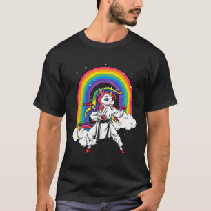 Camiseta Rainbow Unicorn Karate Taekwondo Mma Judo Kids Gir