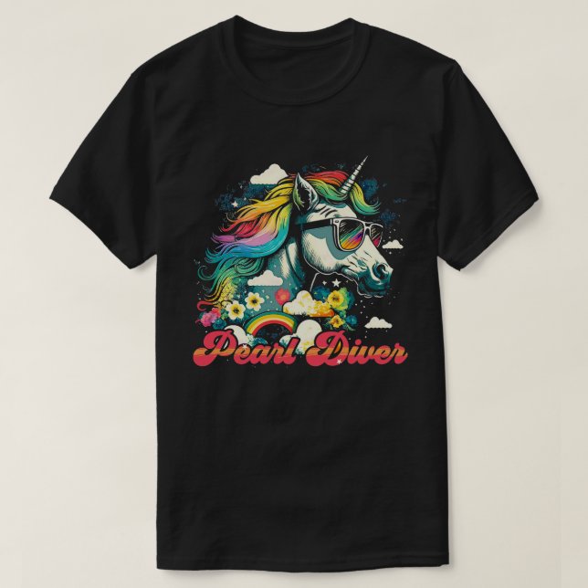 Camiseta Rainbow Unicorn Pearl Diver (Diseño del anverso)