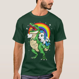 Camiseta Rainbow Unicorn Riding T Rex Tyrannosaurus Rex Din