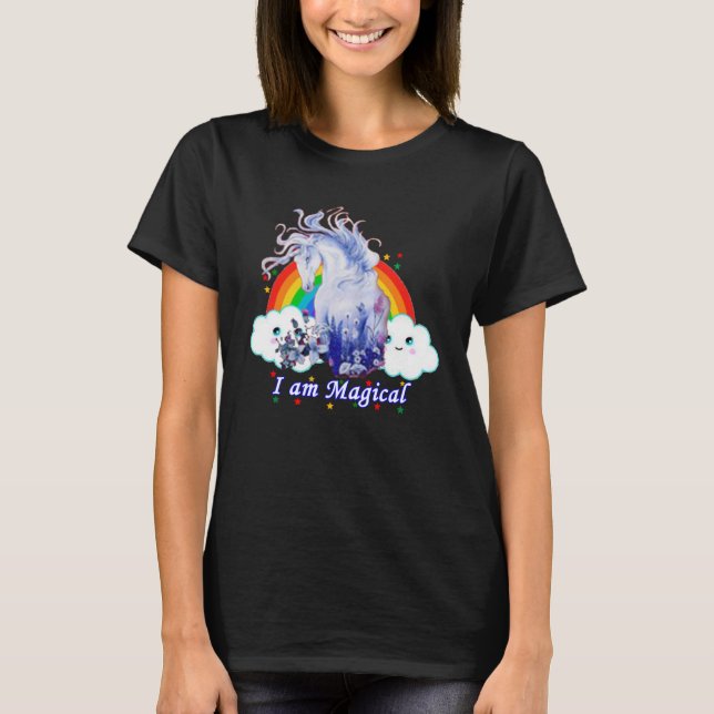 Camiseta Rainbow Unicorn Soy una cara sonriente mágica (Anverso)
