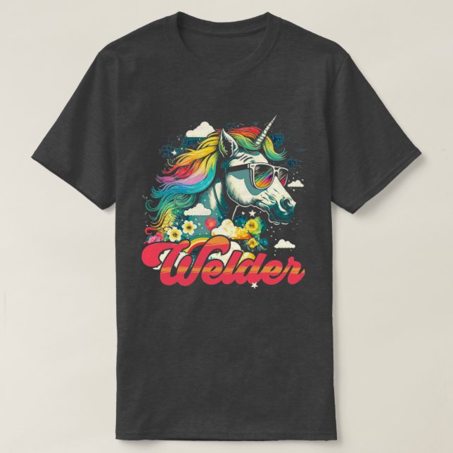 Camiseta Rainbow Unicorn Welder (Diseño del anverso)