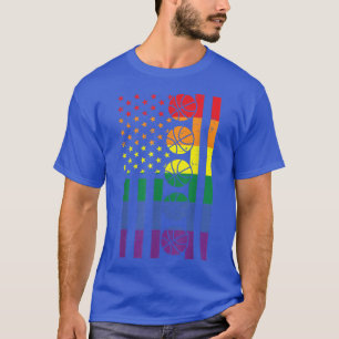 Camiseta Rainbow US American Flag Basketball Gay Pride LGBT