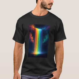 Camiseta Rainbow Waterfall at Night Fantasy Landscape Dream