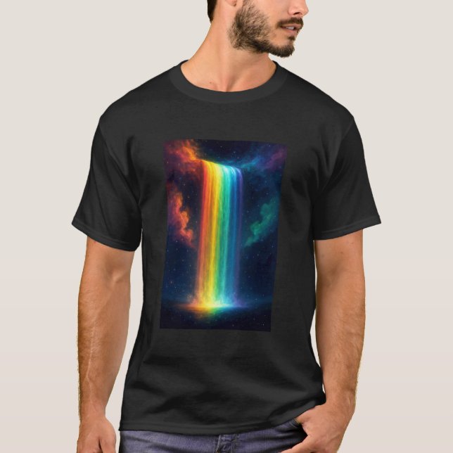 Camiseta Rainbow Waterfall at Night Fantasy Landscape Dream (Anverso)