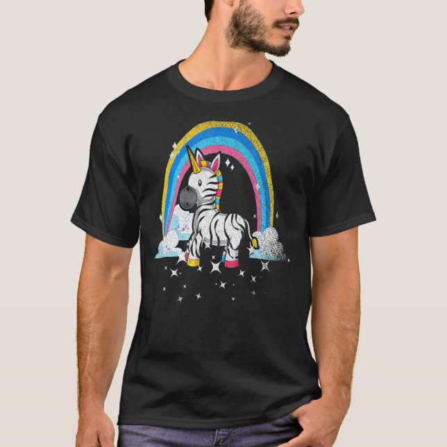 Camiseta Rainbow Zebracord Africa Animal Fantasy Zebra Unic (Anverso)