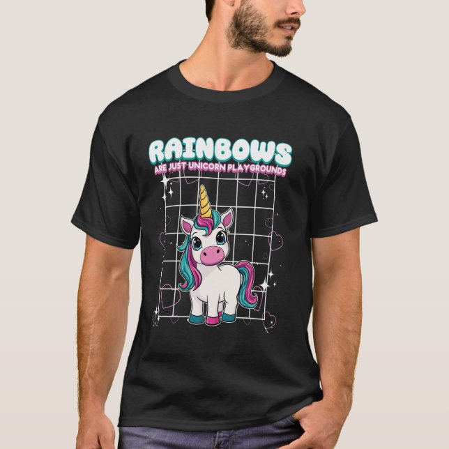 Camiseta Rainbows Are Just Unicorn Playgrounds Unicorn (Anverso)