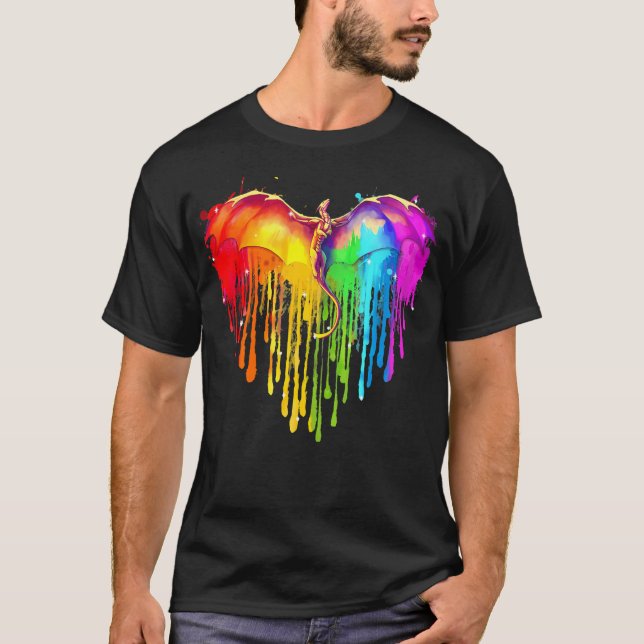 Camiseta Rainbows Dragons Heart Classic Para Lgbt Gay Les (Anverso)