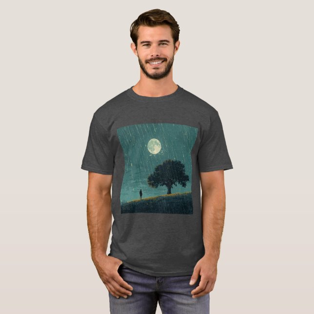 Camiseta Rainy Solitude – Lonely Person & Tree Illustration (Anverso completo)