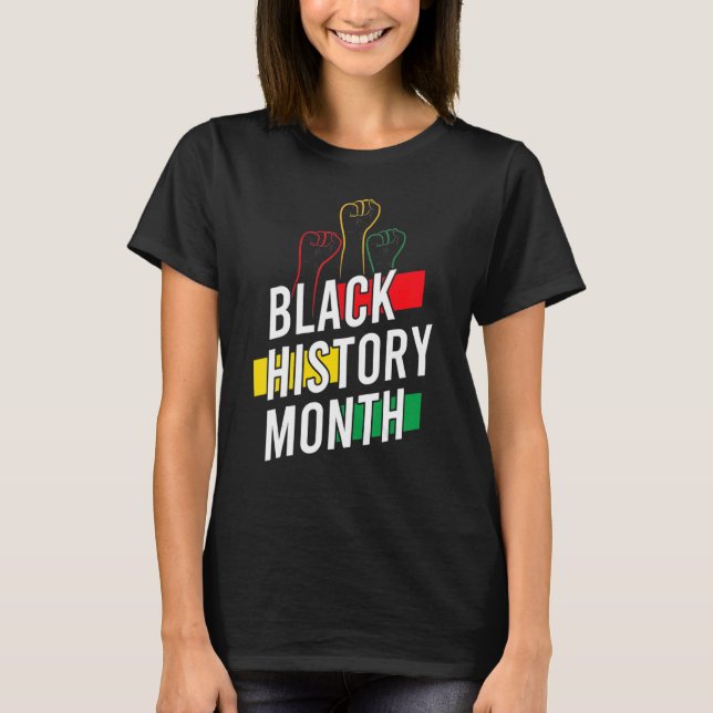 Camiseta Raise African Proud Fist Hand Black Month History  (Anverso)