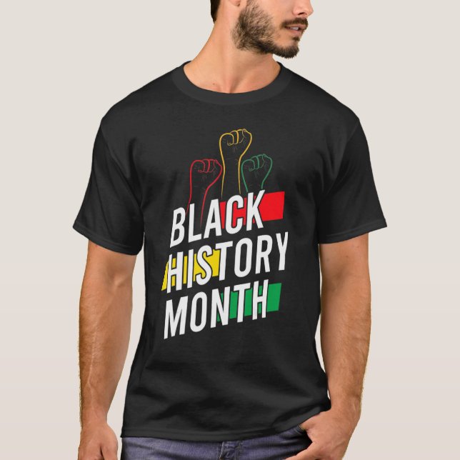 Camiseta Raise African Proud Fist Hand Black Month History  (Anverso)