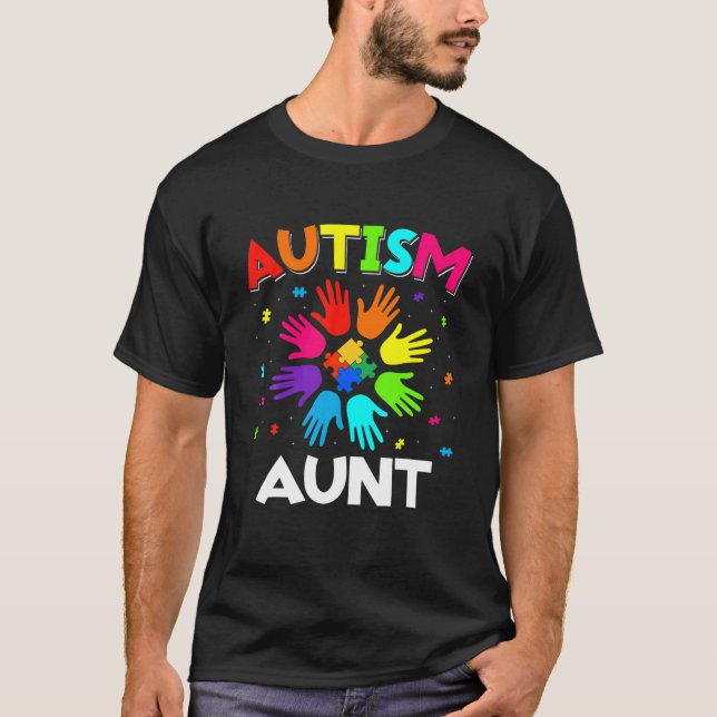Camiseta Raise Hand Autism Awareness Aunt Family Support Au (Anverso)