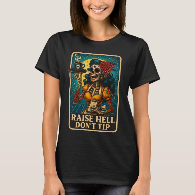Camiseta Raise Hell Skeleton Waitress Retro (Anverso)