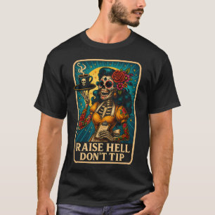 Camiseta Raise Hell Skeleton Waitress Retro