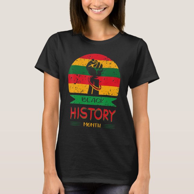 Camiseta Raise Proud African Fist Black History Awesome Ame (Anverso)