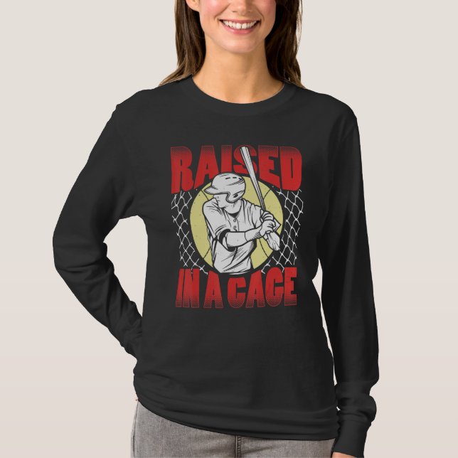 Camiseta Raised In A Cage Baseball Training Batter Catcher  (Anverso)
