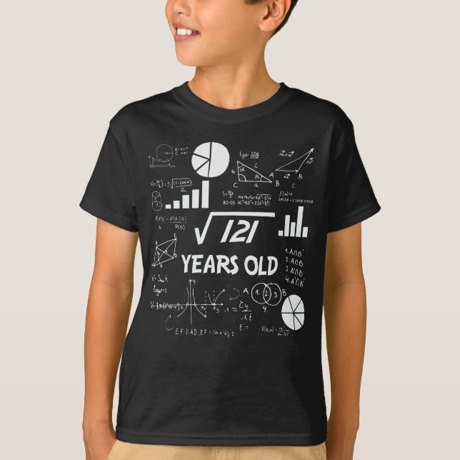 Camiseta Raíz cuadrada 121 = 11 años - cumpleaños (Anverso)