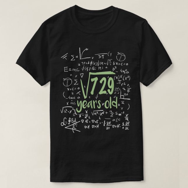 Camiseta Raíz cuadrada 729 27ª Matemáticas de cumpleaños 27 (Diseño del anverso)
