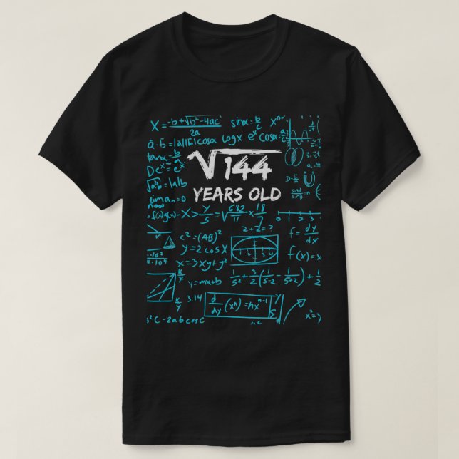 Camiseta Raíz cuadrada de 144 12º cumpleaños Gif de 12 años (Diseño del anverso)