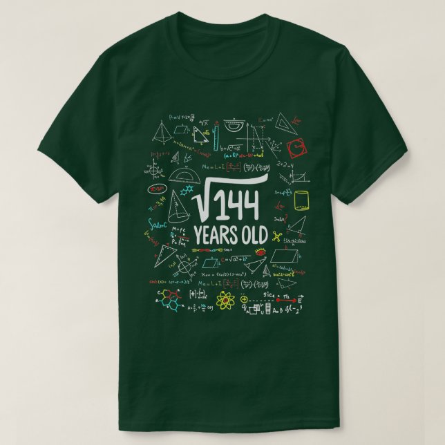 Camiseta Raíz cuadrada de 144 12º cumpleaños matemáticas de (Diseño del anverso)