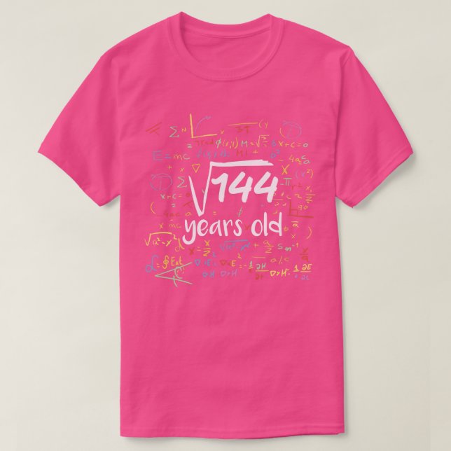 Camiseta Raíz cuadrada de 144 años de antigüedad cumpleaños (Diseño del anverso)
