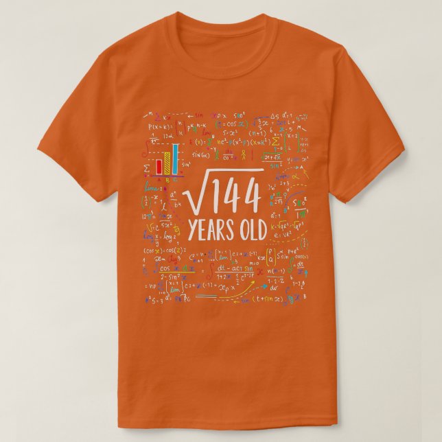 Camiseta Raíz cuadrada de 144 Regalos de 12 años (Diseño del anverso)
