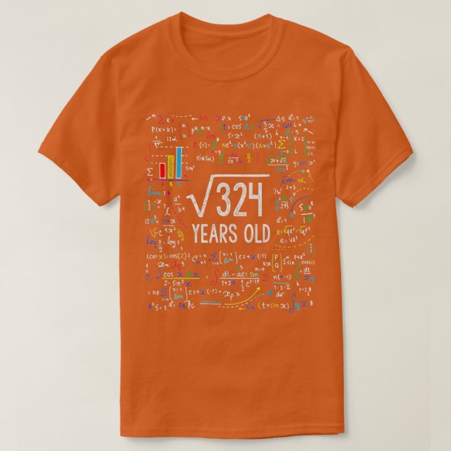 Camiseta Raíz cuadrada de 324 Regalos de 18 años (Diseño del anverso)