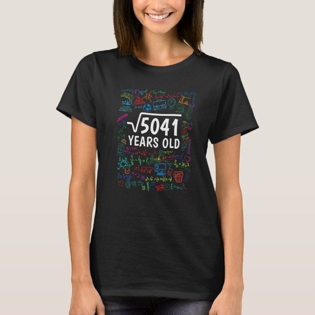 Camiseta Raíz cuadrada de 5041 71º Cumpleaños Matemática P (Anverso)