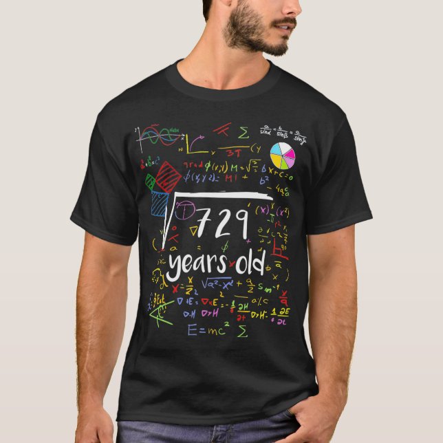 Camiseta Raíz cuadrada de 729 27º Cumpleaños Matemática De  (Anverso)