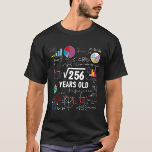 Camiseta Raíz Cuadrada De Regalos De 256 16 Años De Edad