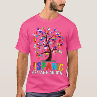 Camiseta Raíz de árbol de bandera de mano Herit hispano lat