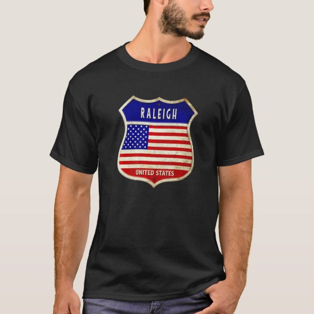 Camiseta Raleigh América Escudo De Armas Bandera Ciudad Del (Anverso)