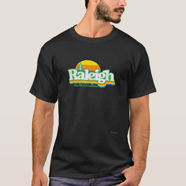 Camiseta Raleigh North Carolina Sunset Retro (Anverso)