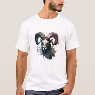 Camiseta Ram Retrato Animal Pintura Vida salvaje al aire li