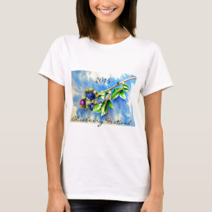 Camiseta Rama de arándano azul, pintura acuarela
